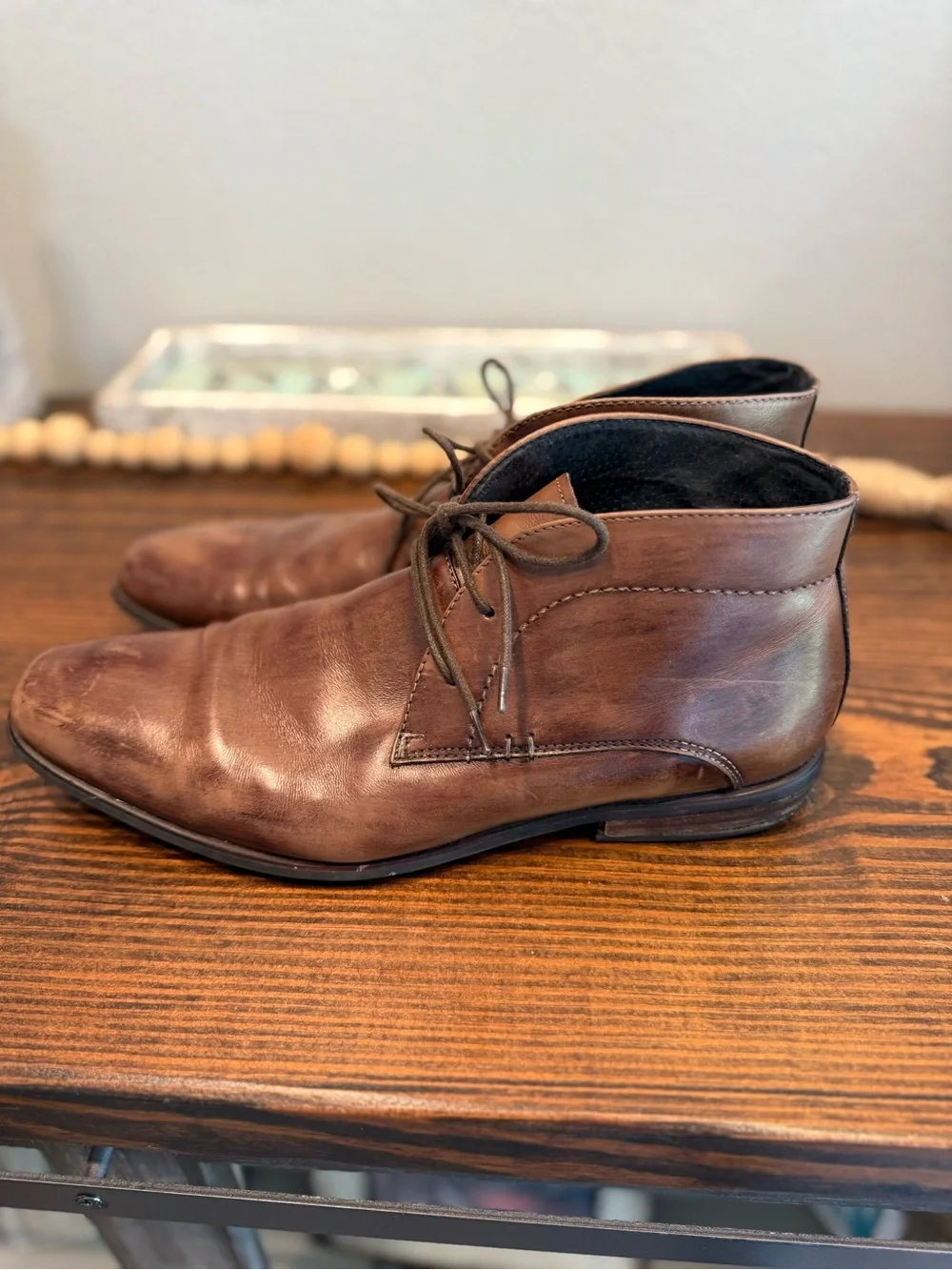 Steve Madden Disick Men’s 10 Brown Leather Chukka Ankle Boots Lace Up Casual